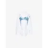 Jean Paul Gaultier Womens White Blue Grey Scanned Bra Stretch-cotton Shirt In White
