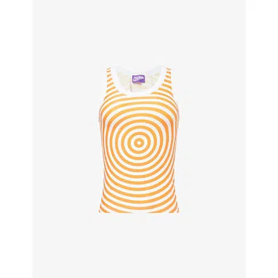 Jean Paul Gaultier Womens White Orange The Orange Target Jersey Tank Top