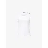 Jean Paul Gaultier Ribbed Texture Scoop Neck Sleeveless Top In White