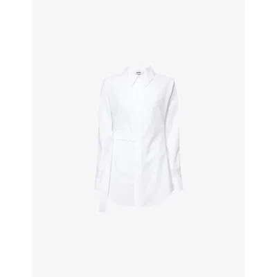 Jean Paul Gaultier Womens Strap-trim Long-sleeves Stretch-cotton Shirt White