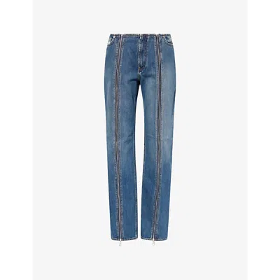 Jean Paul Gaultier Womens Vintage Blue Zip Straight-leg Denim Jeans In Multi