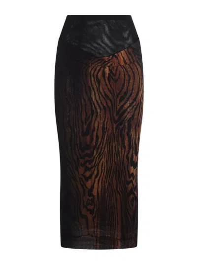 JEAN PAUL GAULTIER JEAN PAUL GAULTIER WOOD-PATTERN DRAPED LONG SKIRT