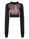 Jean Paul Gaultier Wood-print Wool Top In Black