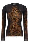 Jean Paul Gaultier Sheer Tulle Wood Top In Multi