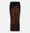 Jean Paul Gaultier Wood Trompe L'ail Tulle Midi Skirt In Brown