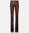 Jean Paul Gaultier Printed Mesh Straight-leg Pants In Brown