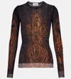 Jean Paul Gaultier Sheer Tulle Wood Top In Brown