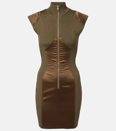 Jean Paul Gaultier Wool-blend Minidress In Brown