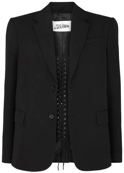 Jean Paul Gaultier Wool Corset Blazer In Black