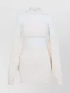 Jean Paul Gaultier Wool Mini Dress Ribbed Turtle-neck In White