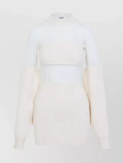 JEAN PAUL GAULTIER WOOL MINI DRESS RIBBED TURTLE-NECK