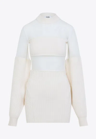 JEAN PAUL GAULTIER WOOL MINI DRESS WITH MESH INSERTS