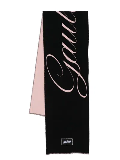 Jean Paul Gaultier Wool Scarf With "gaultier" Signature In Black