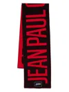 Jean Paul Gaultier Wool Scarf Logo Rectangular Shape Fringed Edges In Multi