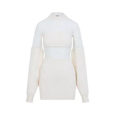 JEAN PAUL GAULTIER JEAN PAUL GAULTIER WOOL SHORT DRESS WITH MESH DETAILS