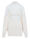 Jean Paul Gaultier Wool Short Dress With Mesh Details Women In White