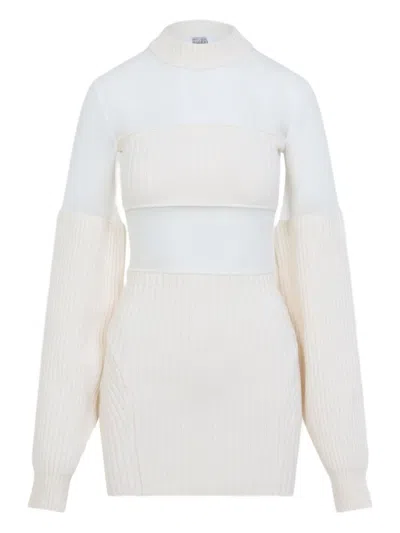 JEAN PAUL GAULTIER WOOL SHORT WITH MESH DETAILS DRESS