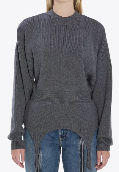 Jean Paul Gaultier Wool Sweater With Garter In Gray