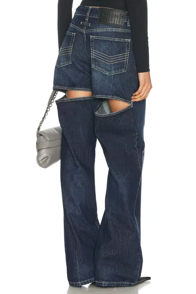 Jean Paul Gaultier Workwear Detail Back Cutout Denim Trouser In Blue