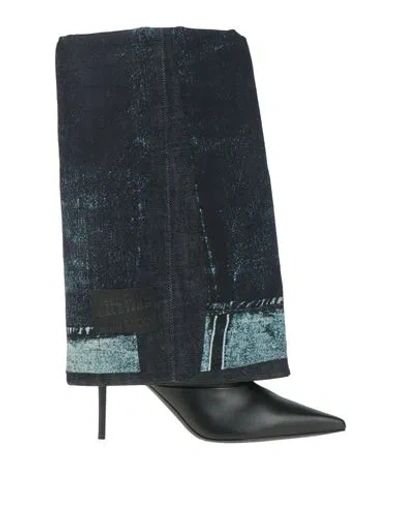 Jean Paul Gaultier X Jimmy Choo Woman Boot Blue Size 7 Leather, Textile Fibers