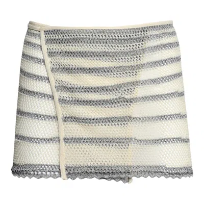 Pre-owned Jean Paul Gaultier X Knwls Mariniere Pointelle Mini Skirt 'ecru/navy'