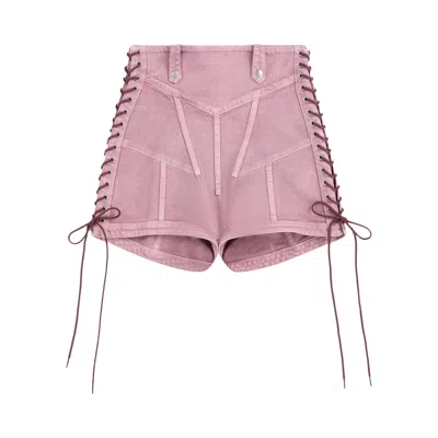 Pre-owned Jean Paul Gaultier X Knwls Washed Laced High Waisted Mini Short 'lilac' | Purple | Women's Size 34
