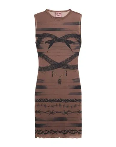 Jean Paul Gaultier X Knwls Woman Mini Dress Brown Size M Polyamide, Elastane