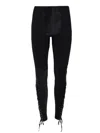 Jean Paul Gaultier X Lotta Volkova Lace-up Satin And Mesh Leggings In Black