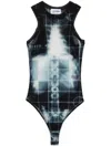 Jean Paul Gaultier Sheer X-ray Print Sleeveless Bodysuit In Blue