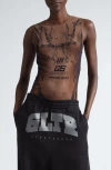 Jean Paul Gaultier X Shayne Oliver Body Print Mesh Tank In Dark Nude/ Black