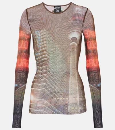 Jean Paul Gaultier Brown Shayne Oliver Edition Long Sleeve T-shirt In Brown Green Blue Red
