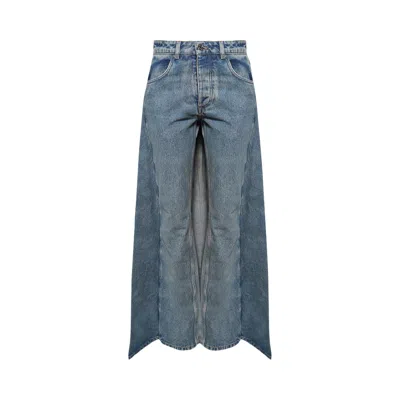 Pre-owned Jean Paul Gaultier X Shayne Oliver Fishtail Wide Leg Pants 'lightblue'