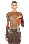 JEAN PAUL GAULTIER X SHAYNE OLIVER MESH CITY LONG SLEEVE TOP