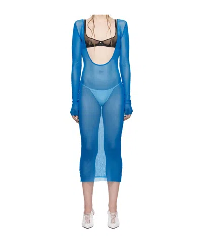 Jean Paul Gaultier X Shayne Oliver Mesh Dress In Blue