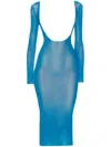 Jean Paul Gaultier X Shayne Oliver Mesh Low Cut And Backless Dress In Blue
