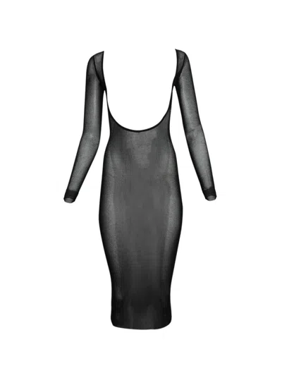 Jean Paul Gaultier X Shayne Oliver Mesh Low Cut And Backless Dress In Black