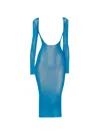 Jean Paul Gaultier X Shayne Oliver Mesh Low Cut And Backless Dress In Blue