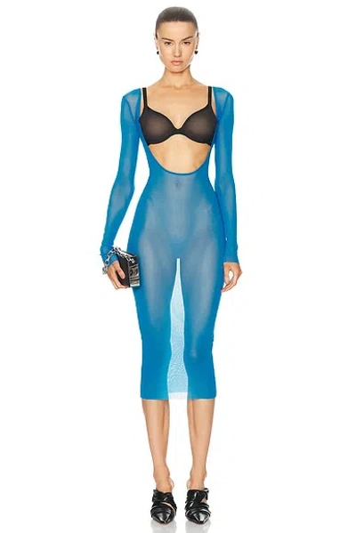 Jean Paul Gaultier Blue Shayne Oliver Edition Midi Dress In 7300 Ibiza Blue/blac