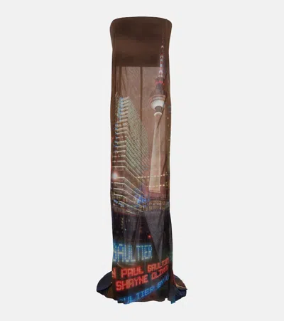 Jean Paul Gaultier X Shayne Oliver Printed Tulle Gown In 60405030 Brown/green