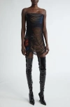 Jean Paul Gaultier X Shayne Oliver Slashing City Print Strapless Minidress In Brown/ Green/ Blue/ Red