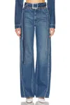 Jean Paul Gaultier Zip Belt Selvege Detail Wide Leg In Vintage Blue