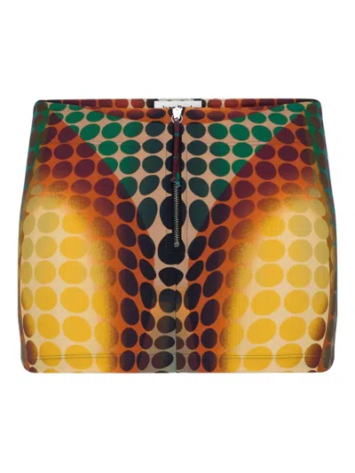 Jean Paul Gaultier Zip-up Dots-print Mini Skirt In Yellow