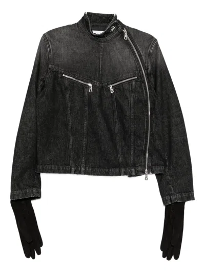 Jean Paul Gaultier Zipped Denim Jacket In Black