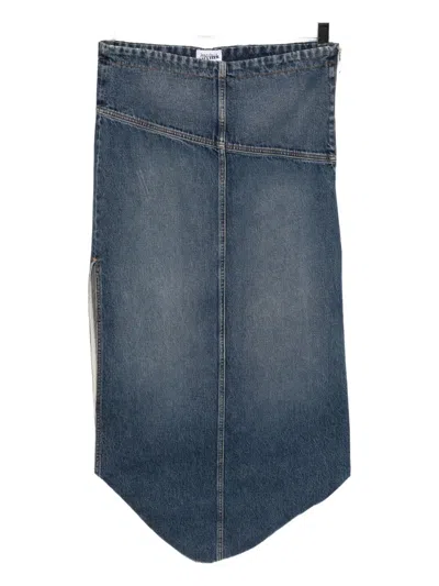 Jean Paul Gaultier Zipped Denim Skirt In Blue