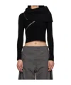 Jean Paul Gaultier Spiral Zipped Cowl-neck Rib Crop Sweater In Black