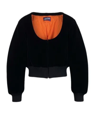 Jean Paul Gaultier Boxy-fit Cropped Bomber Jacket In Black