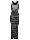 Jean Paul Gaultier Ribbed Mariner Double Layer Long Dress In Blue