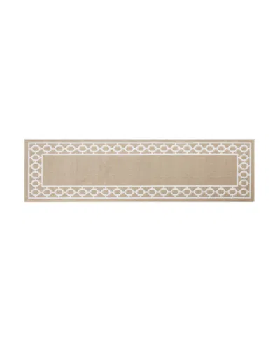 Jean Pierre Christine Trellis Border Tufted Runner Rug, 26" X 96" In Beige And White