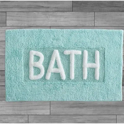 Jean Pierre Cotton Blend Non-slip Bath Rug In Aqua Blue