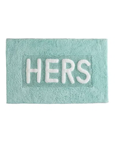 Jean Pierre Hers Cotton Bath Rug, 21" X 34" In Aqua